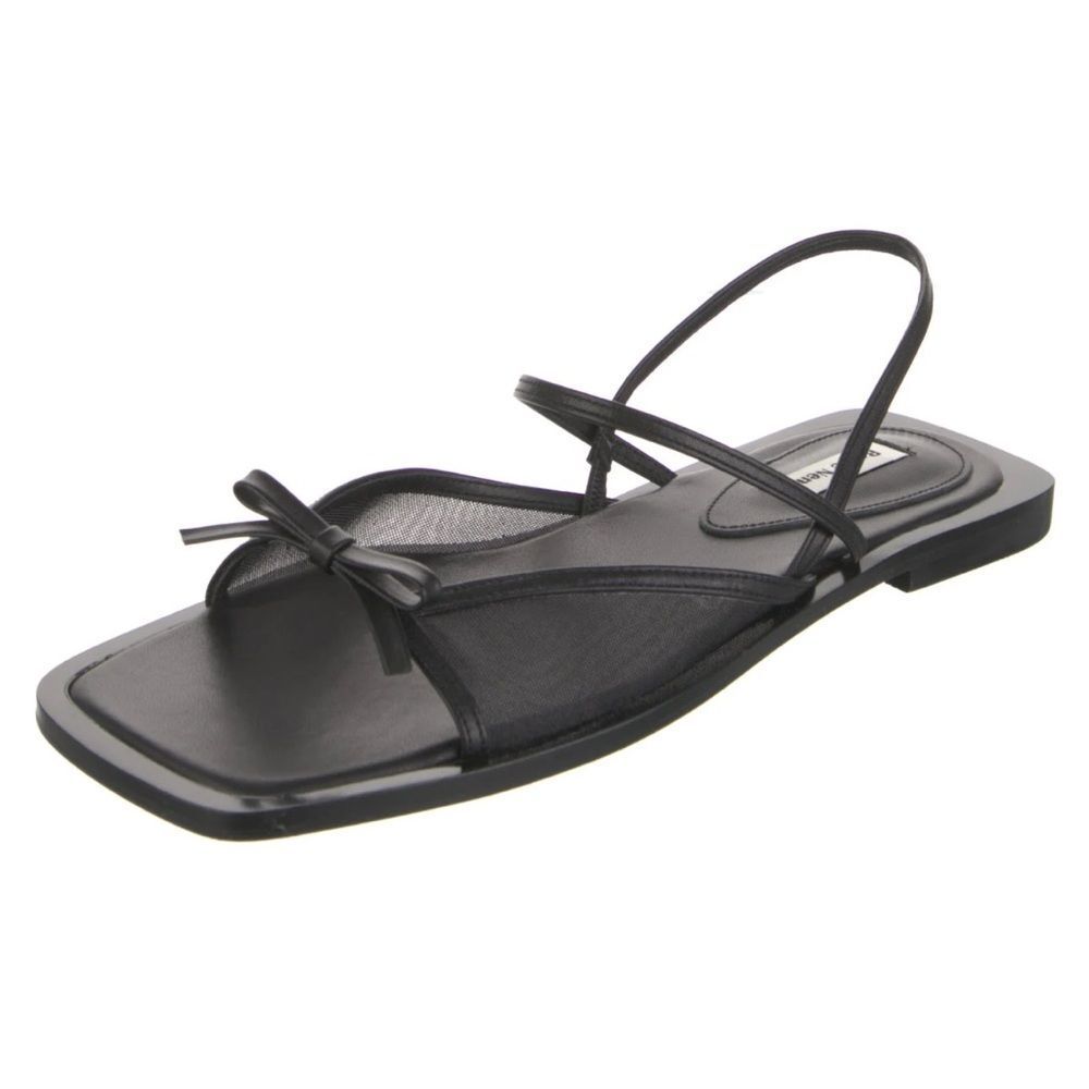 Reike Nen Black Mesh Bow Accents Slingback Sandals